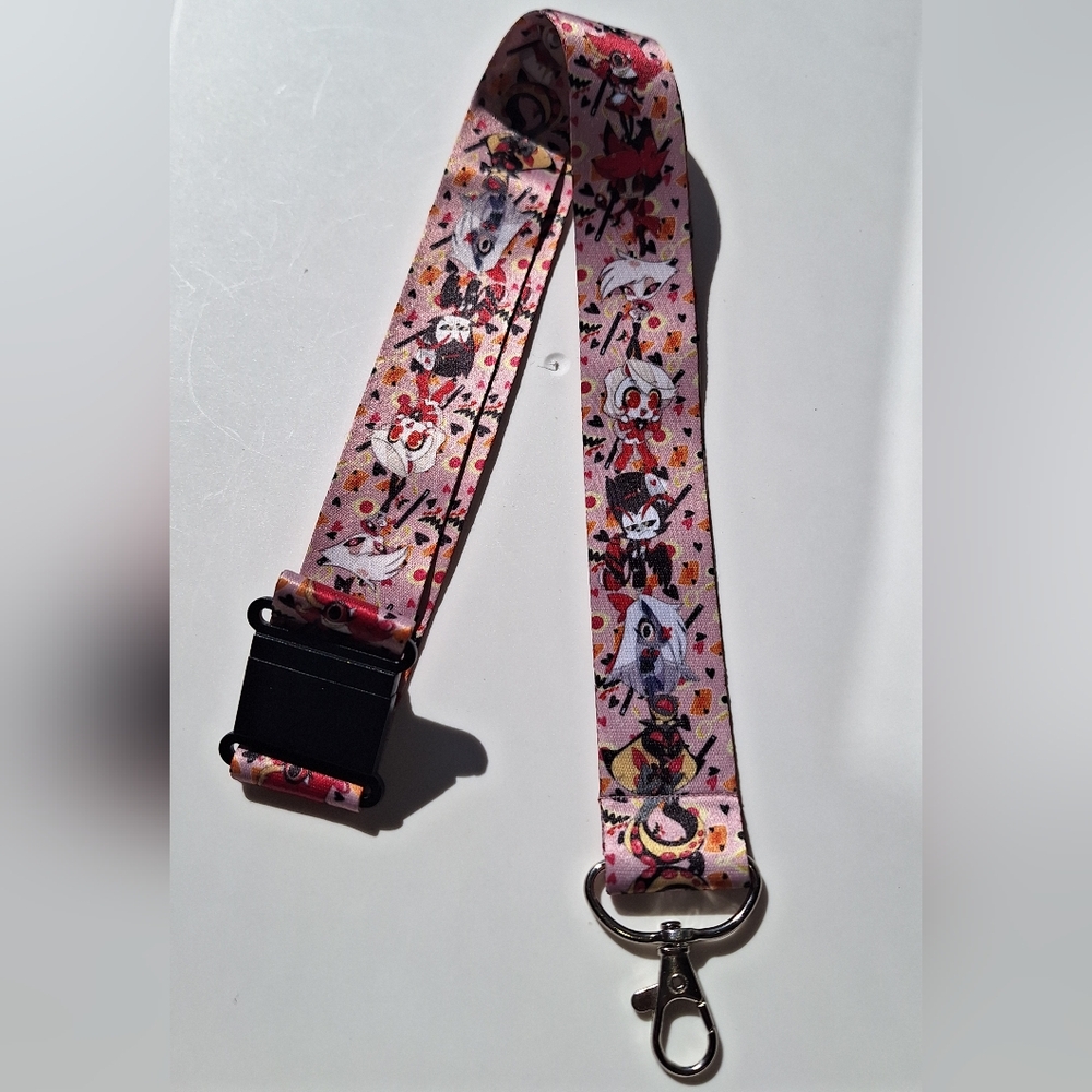 Hazbin Hotel Lanyard - Breakaway Clip & Lobster Claw Hook (Alastor Charlie Husk - Picture 4 of 10